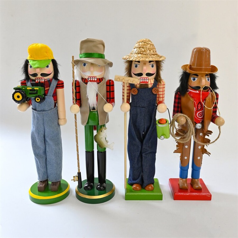 Nutcracker Figurine - Quebra-nozes de madeira soldados motorista pescador
