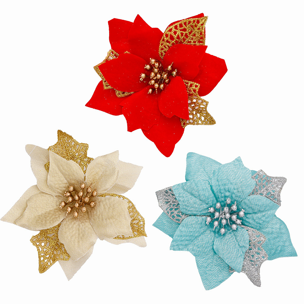 10 pçs glitter flor artificial - Christmas Wreath Fake avaliação e preço