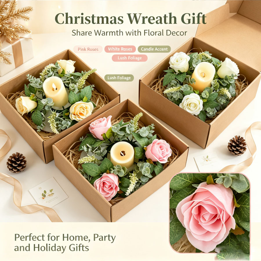 Guirlanda de Rosas Artificiais - Christmas Wreath Fake avaliação e preço